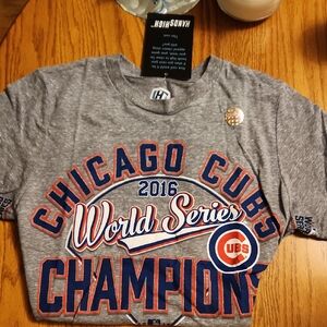 Chicago Cubs 2016 World Series Champions Men's Gray Tee